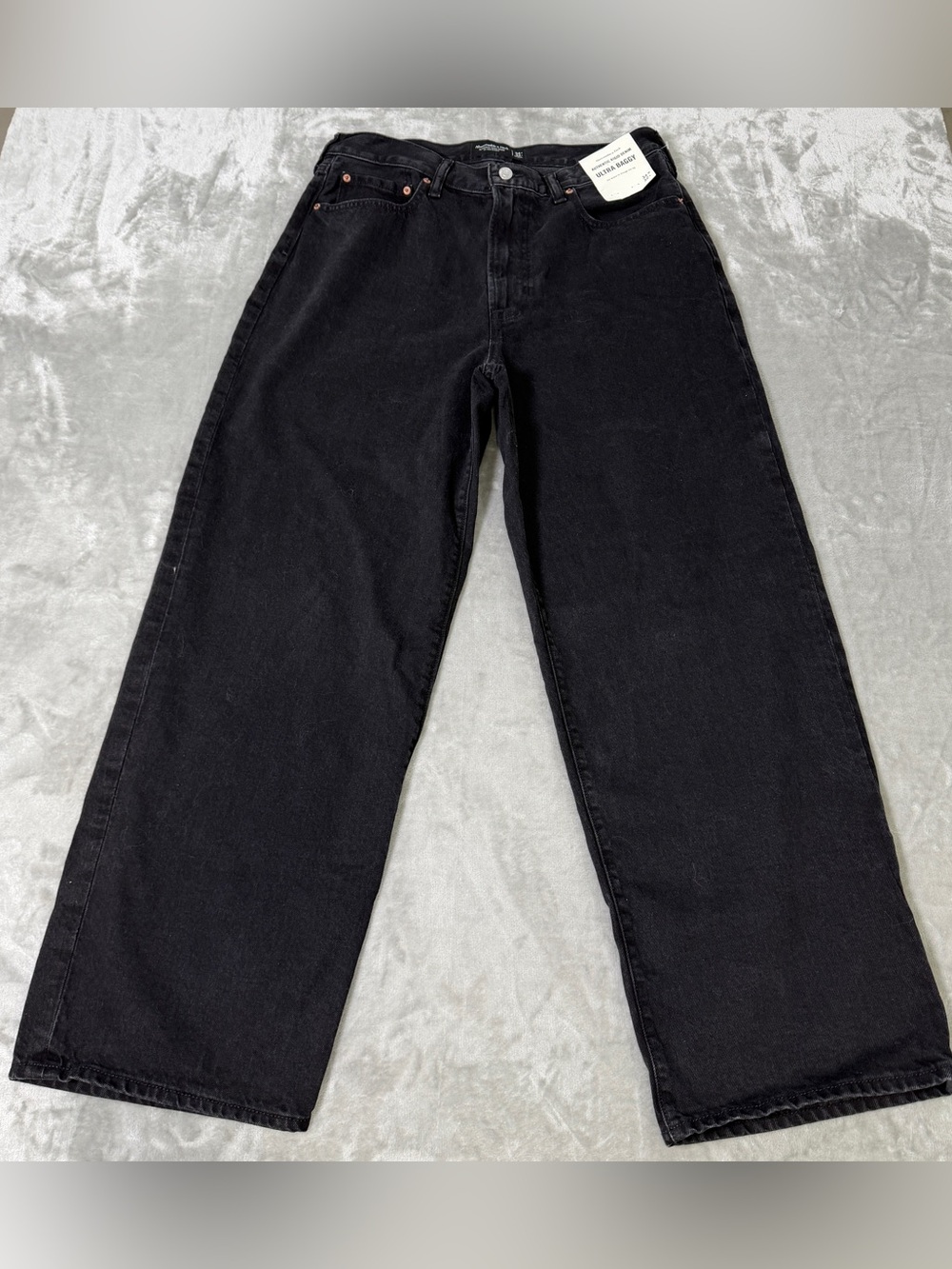 Abercrombie & Fitch Rigid Denim Ultra Baggy Jean Black Wide Leg Y2K NWT Men's 34